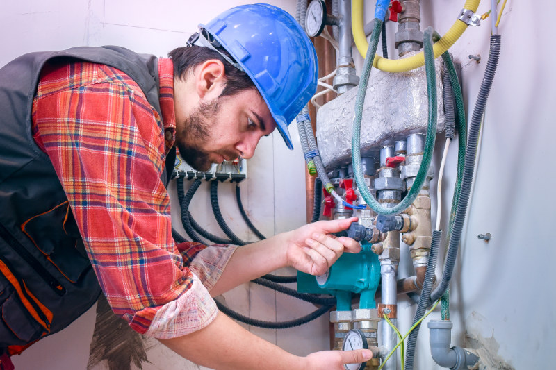 Fachmann an der Gasinstallation