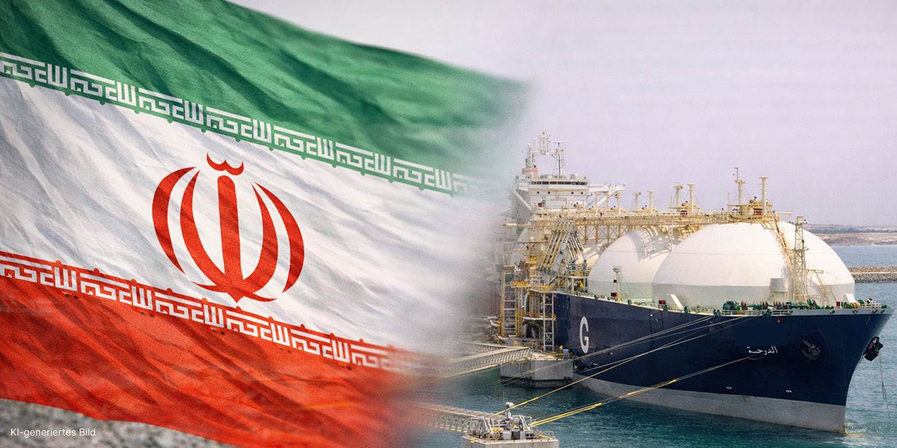 Dieses Bild zeigt einen Gastanker und verdeutlicht das Thema Energiekrise: Wird Strom und Gas durch den Konflikt im Iran für Unternehmen teurer?