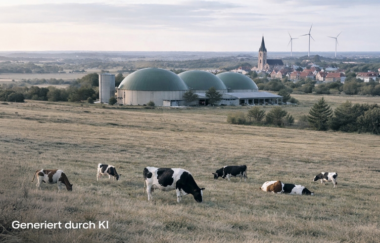 Kühe vor Biogasanlage