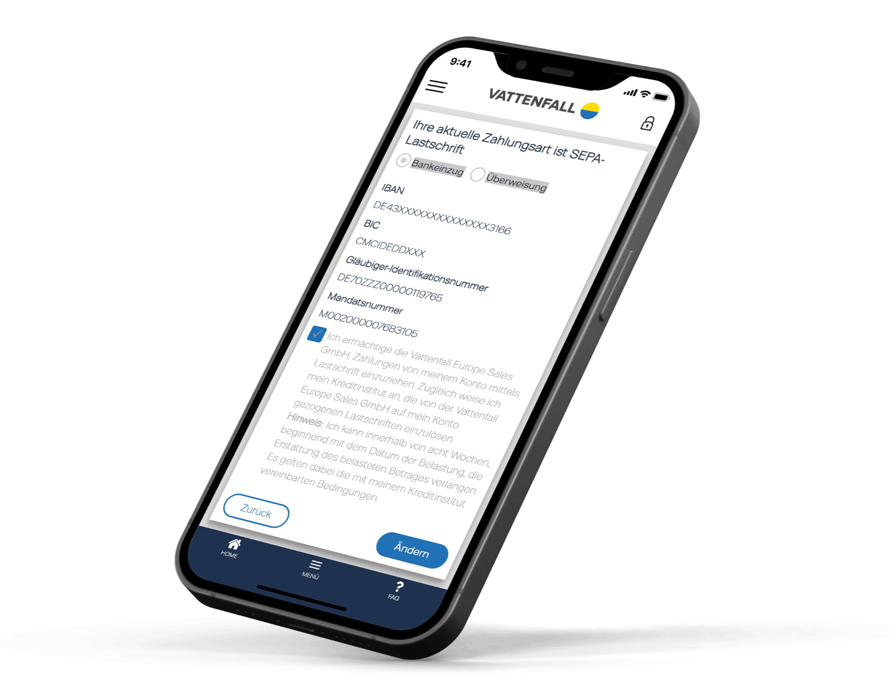 Zahlungsart via Handy verwalten