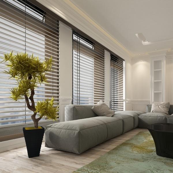 Wohnzimmer mit Jalousien