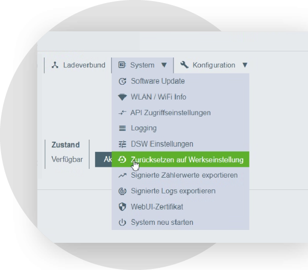 Menüpunkt auswählen