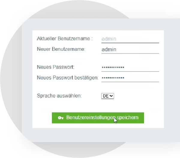 Neue Passwort eingeben
