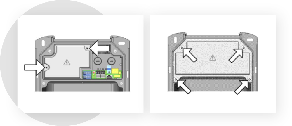 Klemmen- und Anschlussfeldabdeckung wieder einsetzen