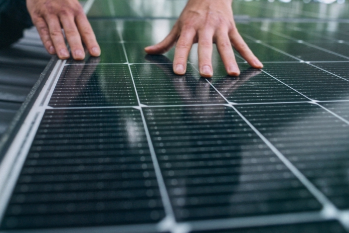 Solarmodul in Großaufnahme