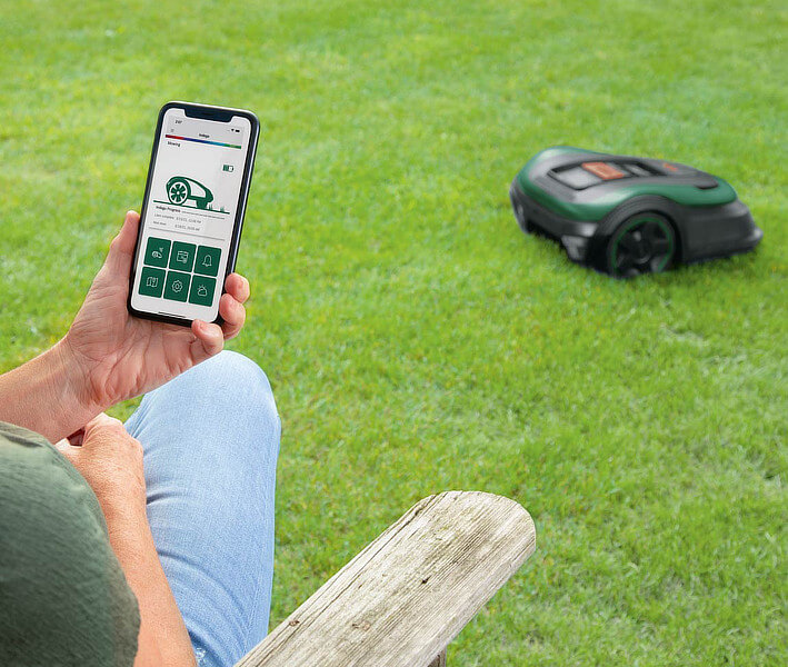 Hand bedient App für Mähroboter Bosch Indego