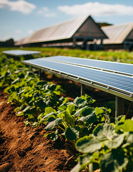 Feld mit Solarmodulen